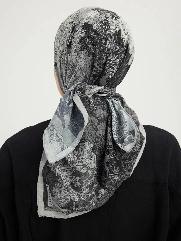 Schaless Efilia Gri Orman Desenli Eşarp Resmi-2