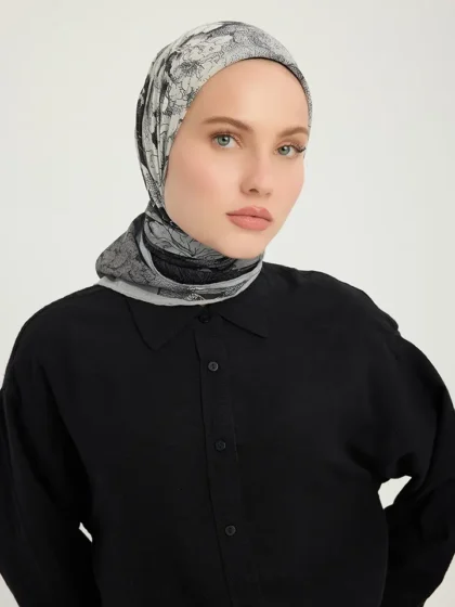 Schaless Efilia Gri Orman Desenli Eşarp Resmi