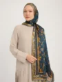 Schaless Aurora Gri Yaprak Desenli Janjanlı Şal Resmi