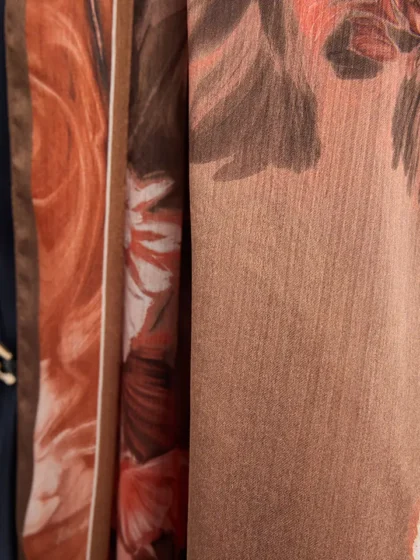 Schaless Aurora Gül Kurusu Botanik Desenli Janjanlı Şal Resmi-2