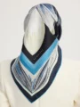 Schaless Serica İndigo Desenli %100 İpek Twill Eşarp Resmi-2