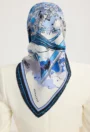 Schaless Serica İndigo Şehir Desenli Twill İpek Eşarp Resmi-2