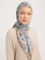 Schaless Aurora İndigo Çiçek Desenli Janjanlı Eşarp Resmi-1