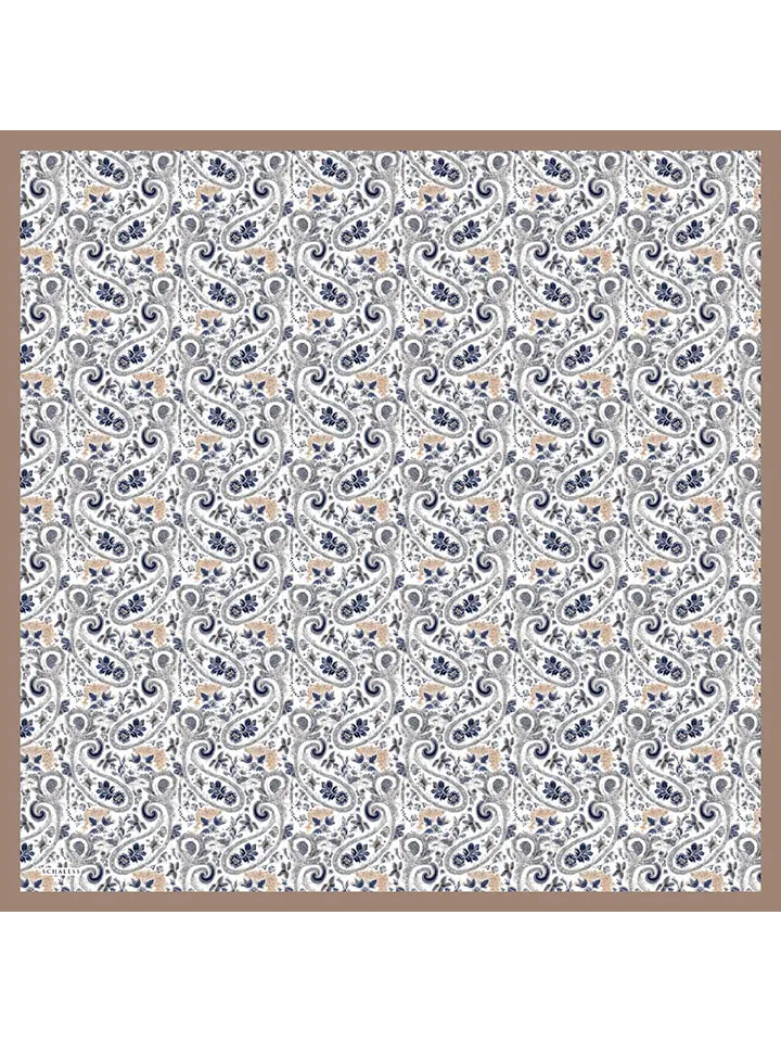 Schaless Aurora İndigo Çiçek Desenli Janjanlı Eşarp Resmi-5