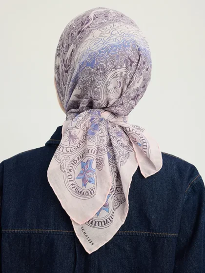 Schaless Efilia İndigo Kalp Desenli Eşarp Resmi-2