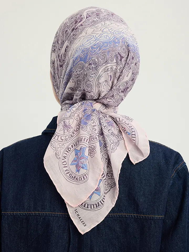 Schaless Efilia İndigo Kalp Desenli Eşarp Resmi-2