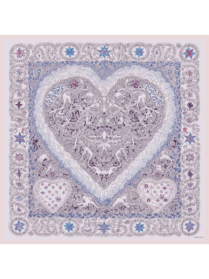 Schaless Efilia İndigo Kalp Desenli Eşarp Resmi-4