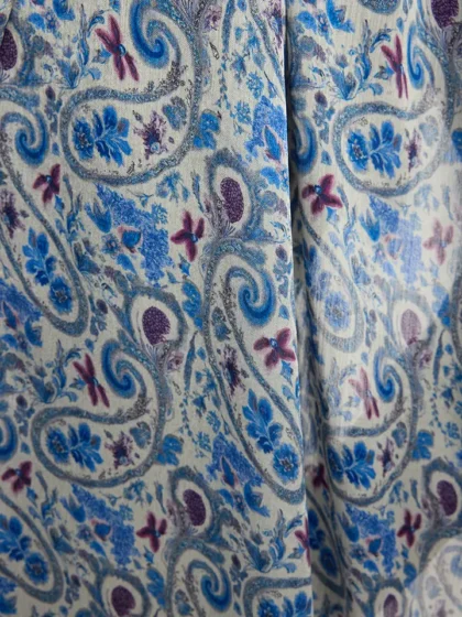 Schaless Aurora İndigo Çiçek Desenli Janjanlı Şal Resmi-2