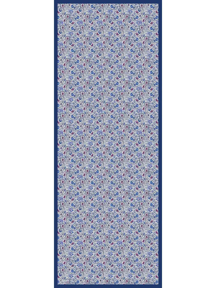 Schaless Aurora İndigo Çiçek Desenli Janjanlı Şal Resmi-3