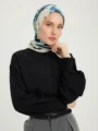 Schaless Vierra İndigo Soyut Çiçek Desenli Viskon Eşarp Resmi