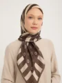 Schaless Aurora Gri Geometrik Desenli Janjanlı Eşarp Resmi