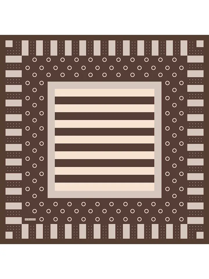 Schaless Aurora Gri Geometrik Desenli Janjanlı Eşarp-5