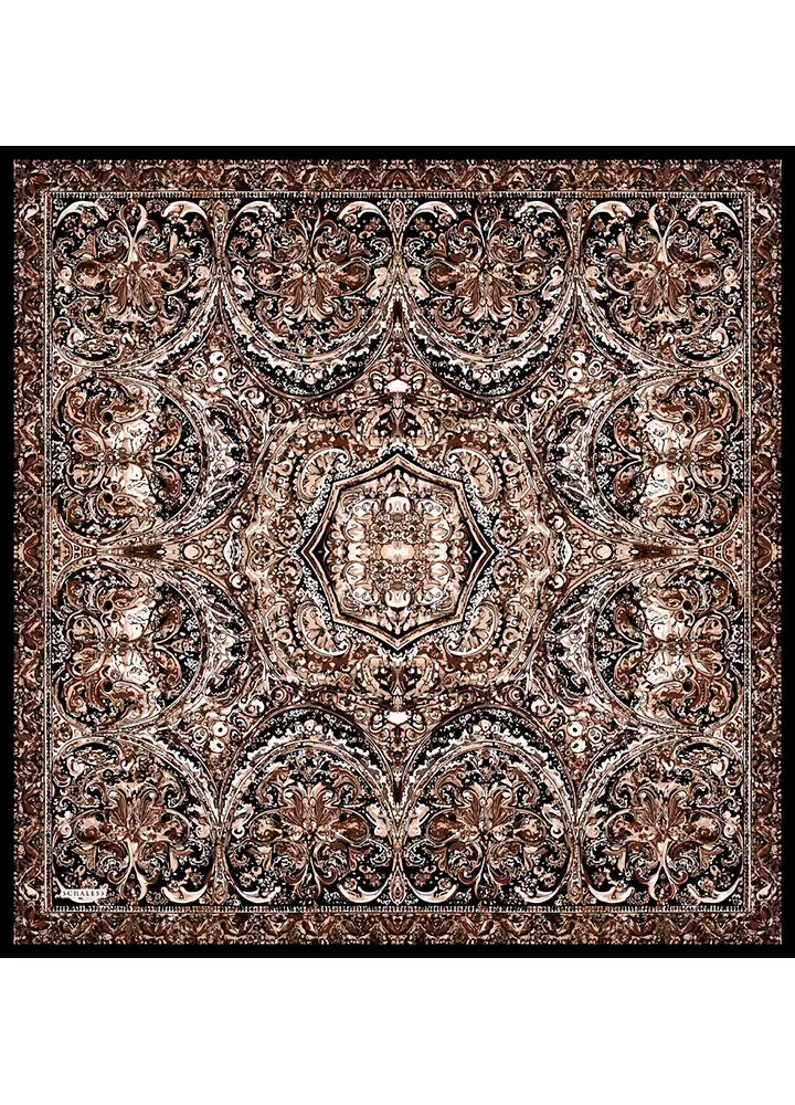 Schaless Vierra Kahverengi Desenli Viskon Eşarp Resmi-3