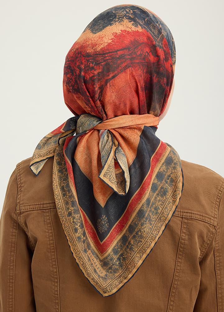 Schaless Efilia Kırmızı Mandala Desenli Janjanlı Eşarp-3