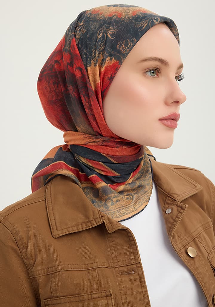 Schaless Efilia Kırmızı Mandala Desenli Janjanlı Eşarp-2