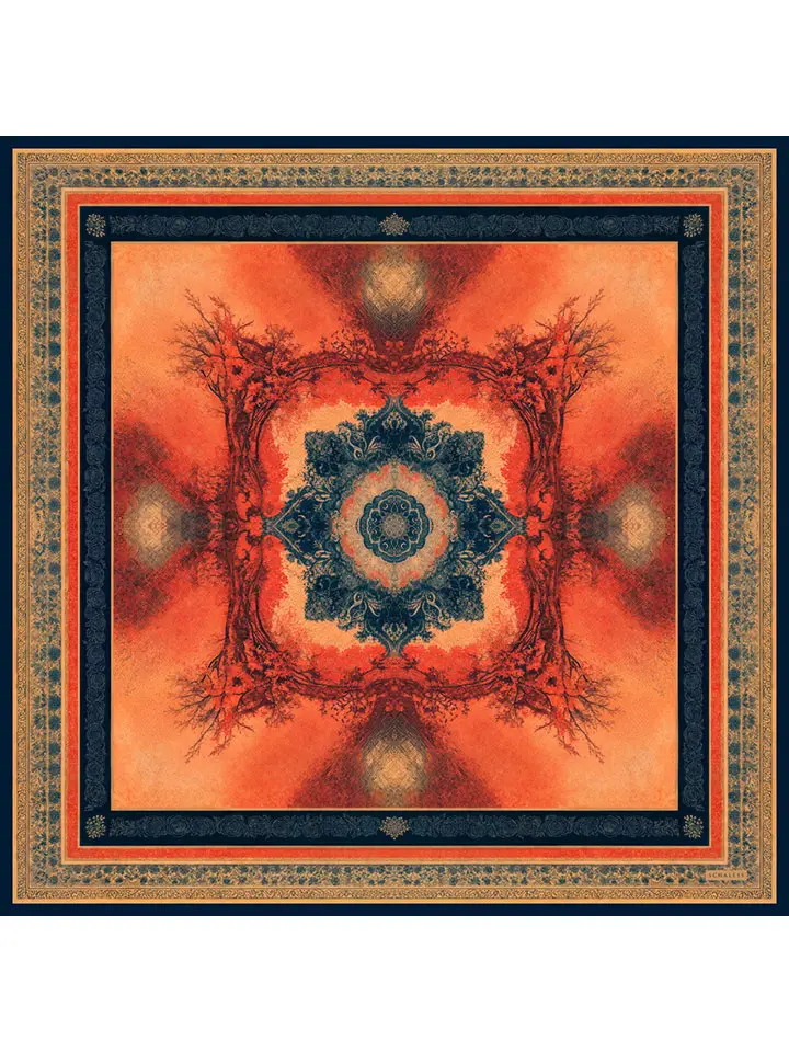 Schaless Efilia Kırmızı Mandala Desenli Janjanlı Eşarp-4