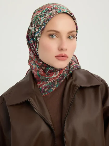 Schaless Vierra Kırmızı Desenli Viskon Eşarp Resmi