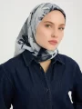 Schaless Vierra Lacivert Soyut Çiçek Desenli Viskon Eşarp Resmi