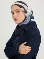 Schaless Vierra Lacivert Soyut Kolaj Desenli Viskon Eşarp Resmi