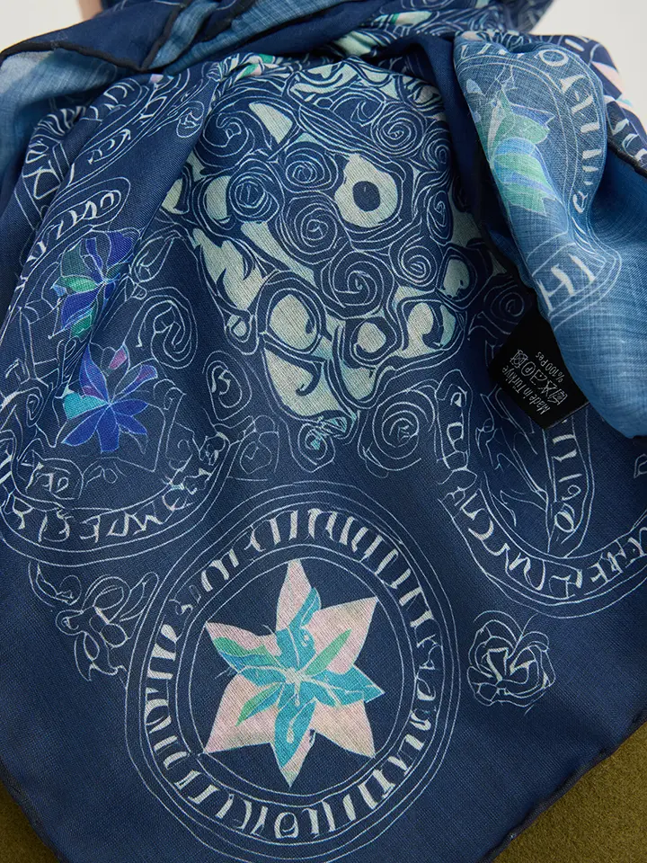 Schaless Efilia Lacivert Kalp Desenli Eşarp Resmi-3