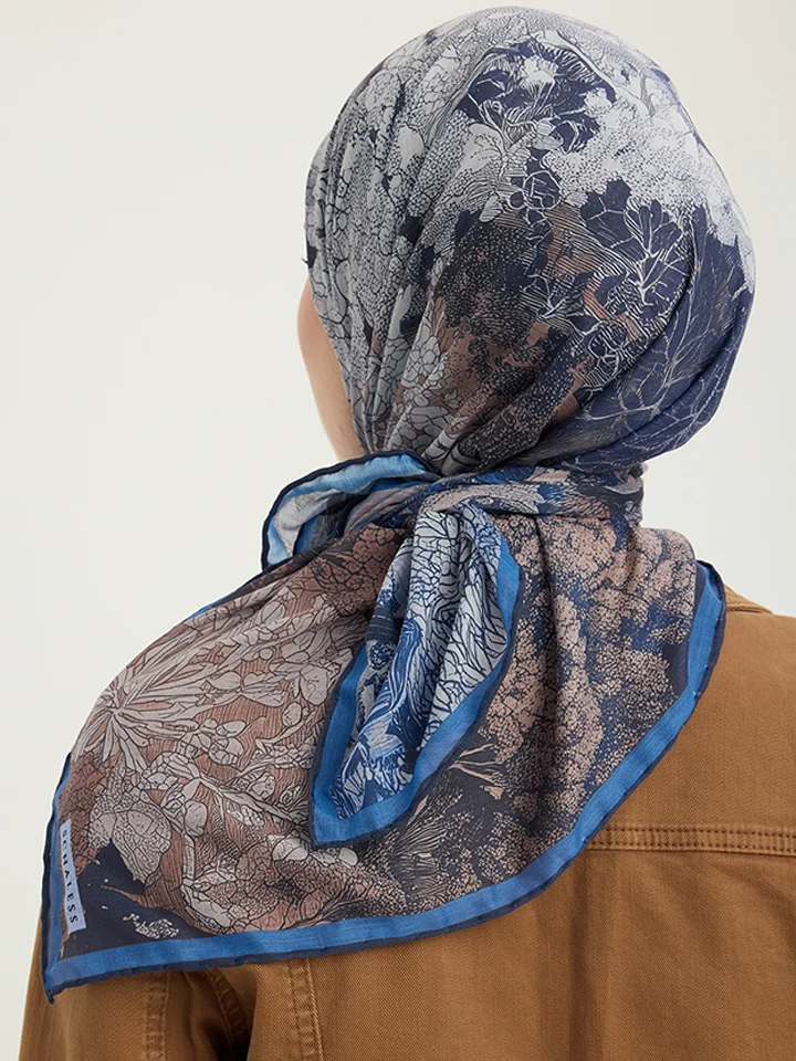 Schaless Efilia Lacivert Orman Desenli Eşarp Resmi-2