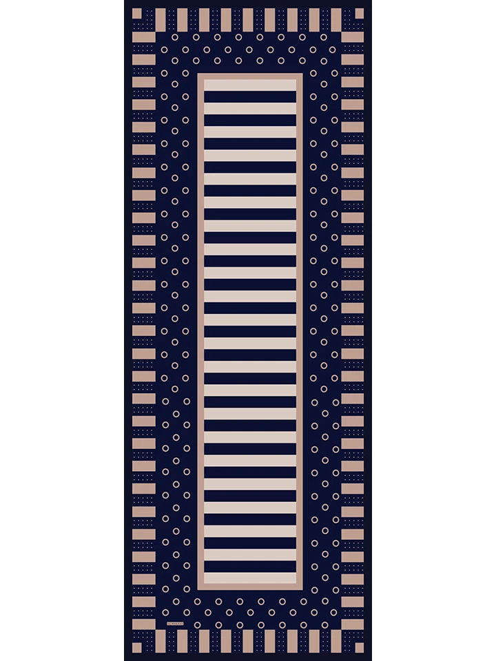 Schaless Aurora Lacivert Desenli Janjanlı Şal Resmi-2