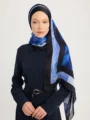 Schaless Aurora Lacivert Modern Desenli Janjanlı Şal Resmi