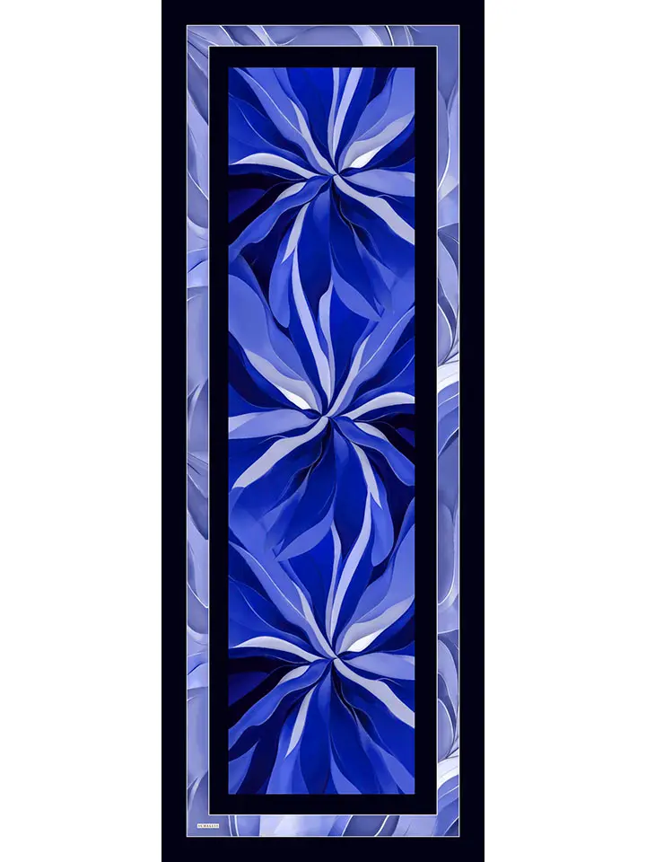 Schaless Aurora Lacivert Modern Desenli Janjanlı Şal Resmi-3