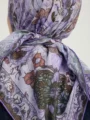 Schaless Efilia Lila Barok Desenli Janjanlı Eşarp Resmi-3