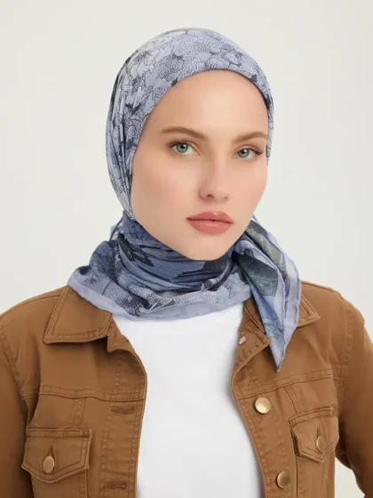 Schaless Efilia Lila Orman Desenli Eşarp Resmi