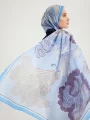 Schaless Efilia Lila Botanik Desenli Şal Resmi