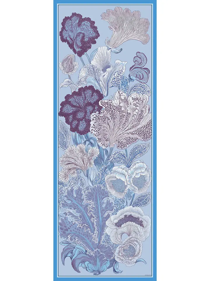 Schaless Efilia Lila Botanik Desenli Şal Resmi-3