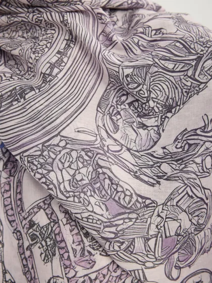 Schaless Efilia Lila Kalp Desenli Şal Resmi-2