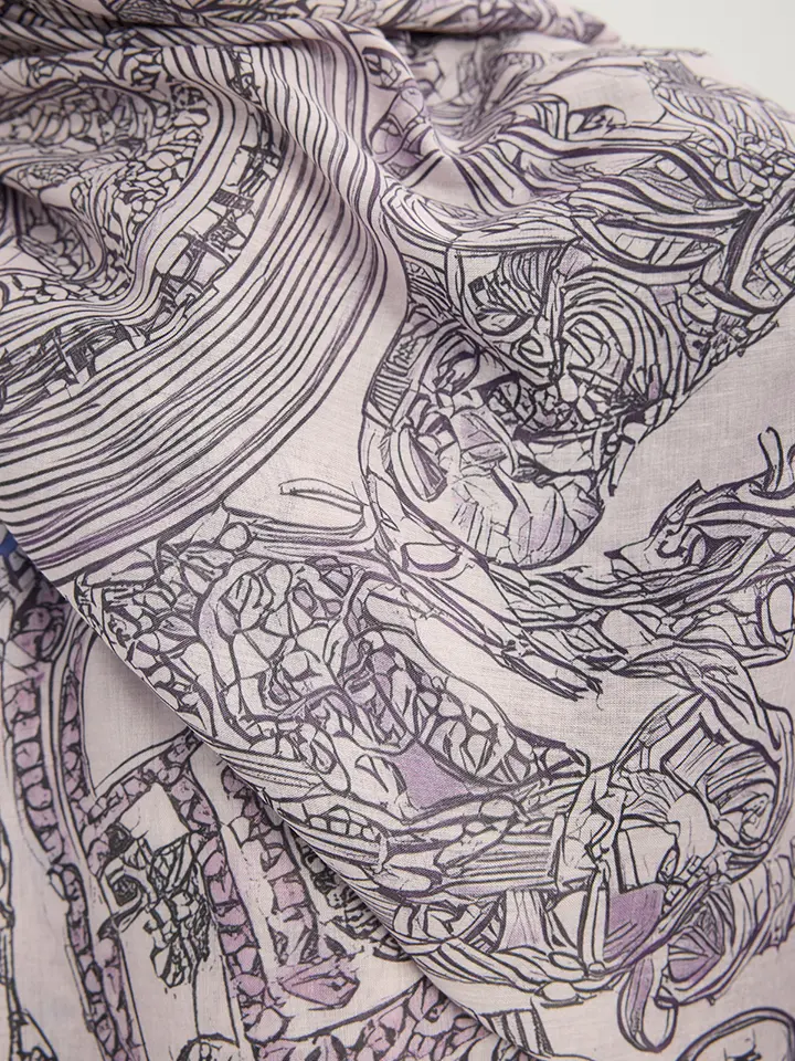 Schaless Efilia Lila Kalp Desenli Şal Resmi-2