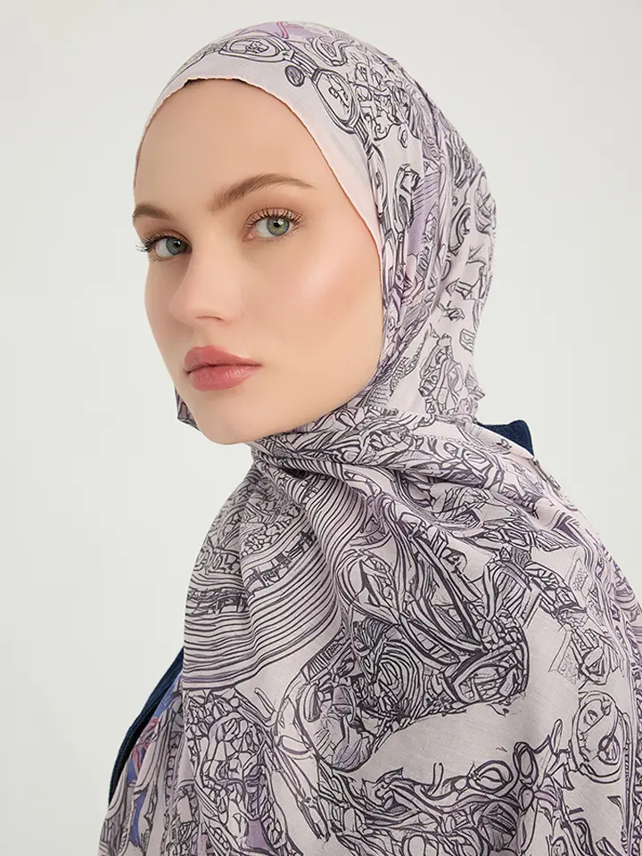 Schaless Efilia Lila Kalp Desenli Şal Resmi