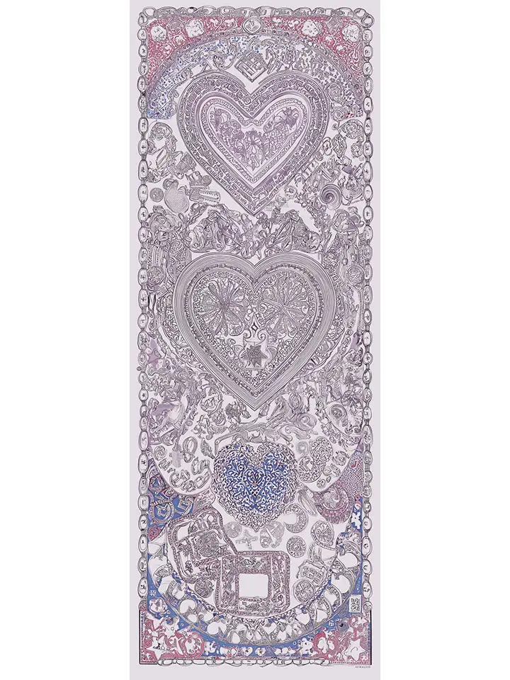 Schaless Efilia Lila Kalp Desenli Şal Resmi-3