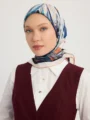 Schaless Serica Mavi Desenli İpek Twill Eşarp Resmi