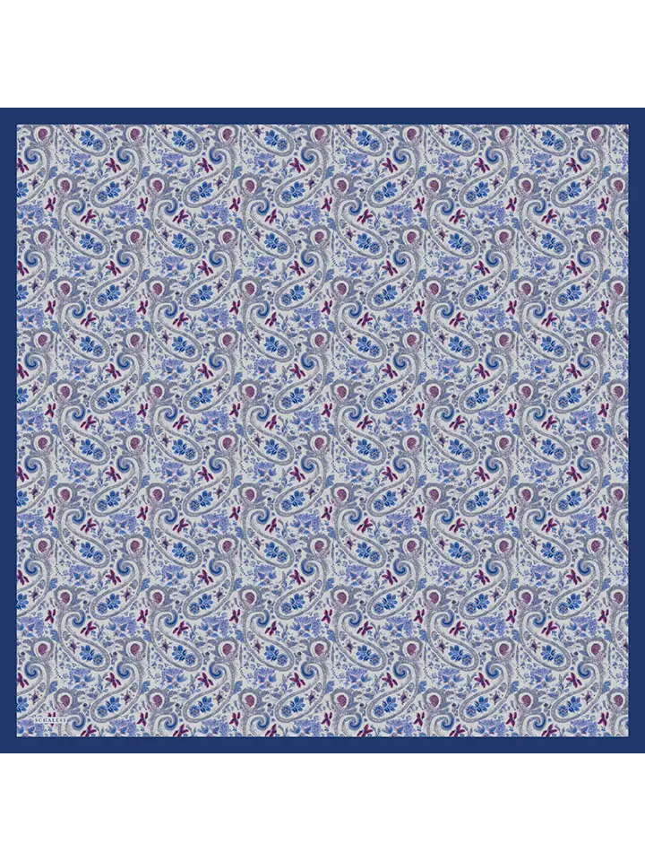 Schaless Aurora Mavi Çiçek Desenli Janjanlı Eşarp Resmi 5