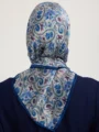 Schaless Aurora Mavi Çiçek Desenli Janjanlı Eşarp Resmi-3