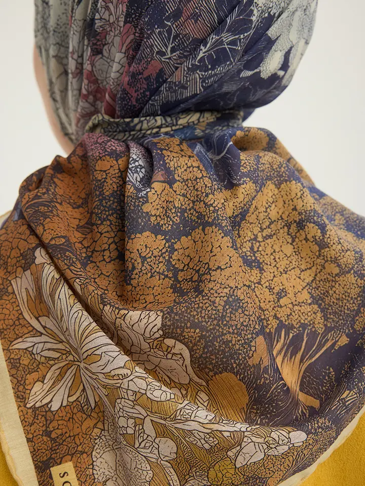 Schaless Efilia Mavi Orman Desenli Eşarp Resmi-3