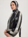 Schaless Aurora Siyah Modern Desenli Janjanlı Şal Resmi