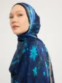 Schaless Aurora Mavi Yaprak Desenli Janjanlı Şal Resmi