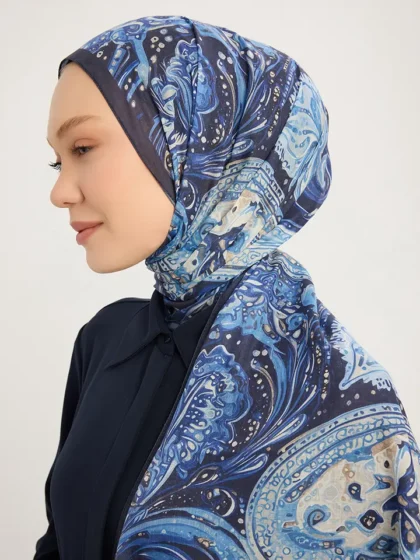 Schaless Efilia Mavi Paisley Desenli Şal Resmi