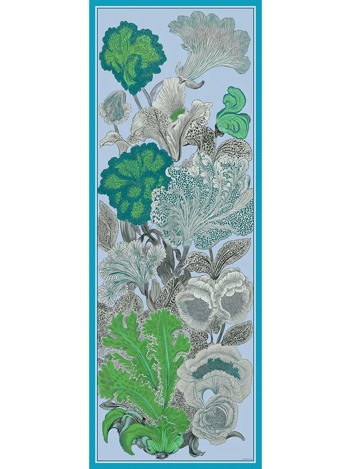 Schaless Efilia Mavi Botanik Desenli Şal Resmi-3