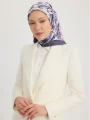 Schaless Serica Mor Barok Floral Desenli Twill İpek Eşarp Resmi