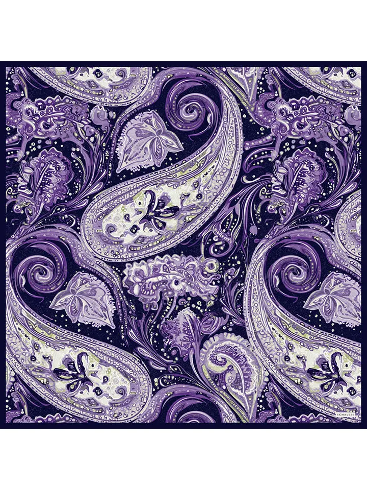 Schaless Efilia Mor Paisley Desenli Janjanlı Eşarp Resmi-4