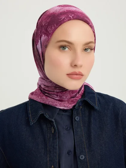 Schaless Efilia Mürdüm Mandala Desenli Janjanlı Eşarp Resmi-2