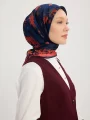 Schaless Aurora Nar Çiçeği Yaprak Desenli Janjanlı Eşarp Resmi