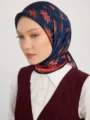 Schaless Aurora Nar Çiçeği Yaprak Desenli Janjanlı Eşarp Resmi-2