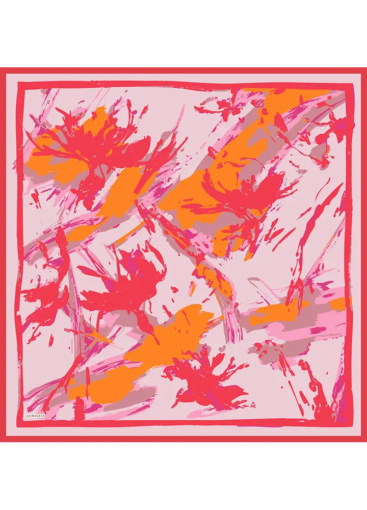 Schaless Vierra Nar Çiçeği Soyut Çiçek Desenli Viskon Eşarp Resmi-3